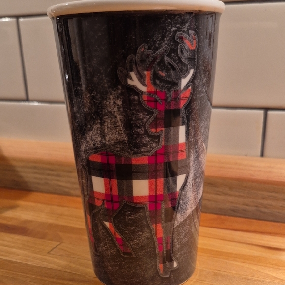 Plaid Reindeer Black Ceramic Mug - Picture 9 of 9